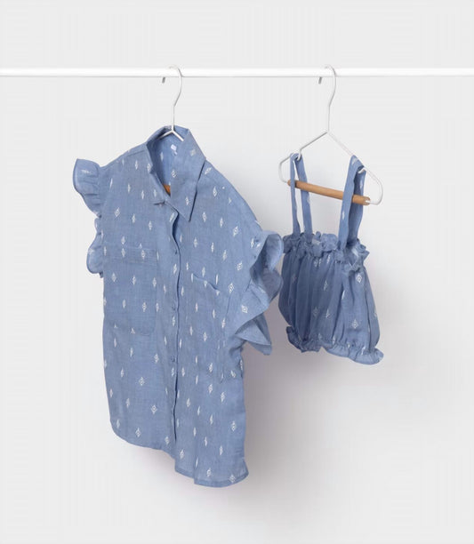 Mayoral - Girl's 2-Piece Soft Light Denim With Detail Top