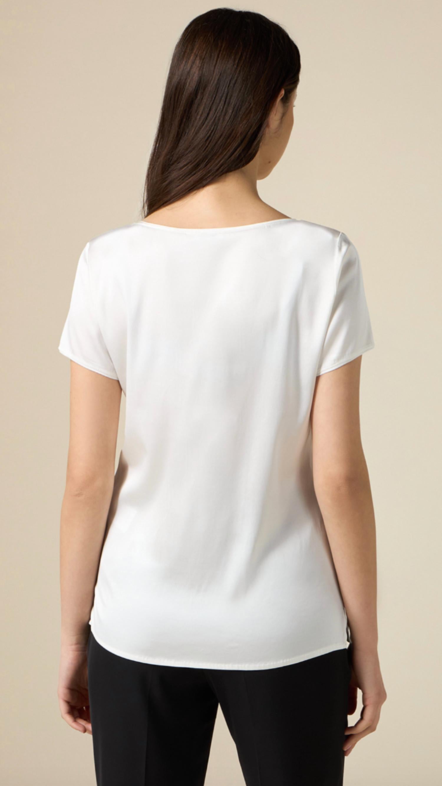 Oltre - Short Sleeve Satin Blouse