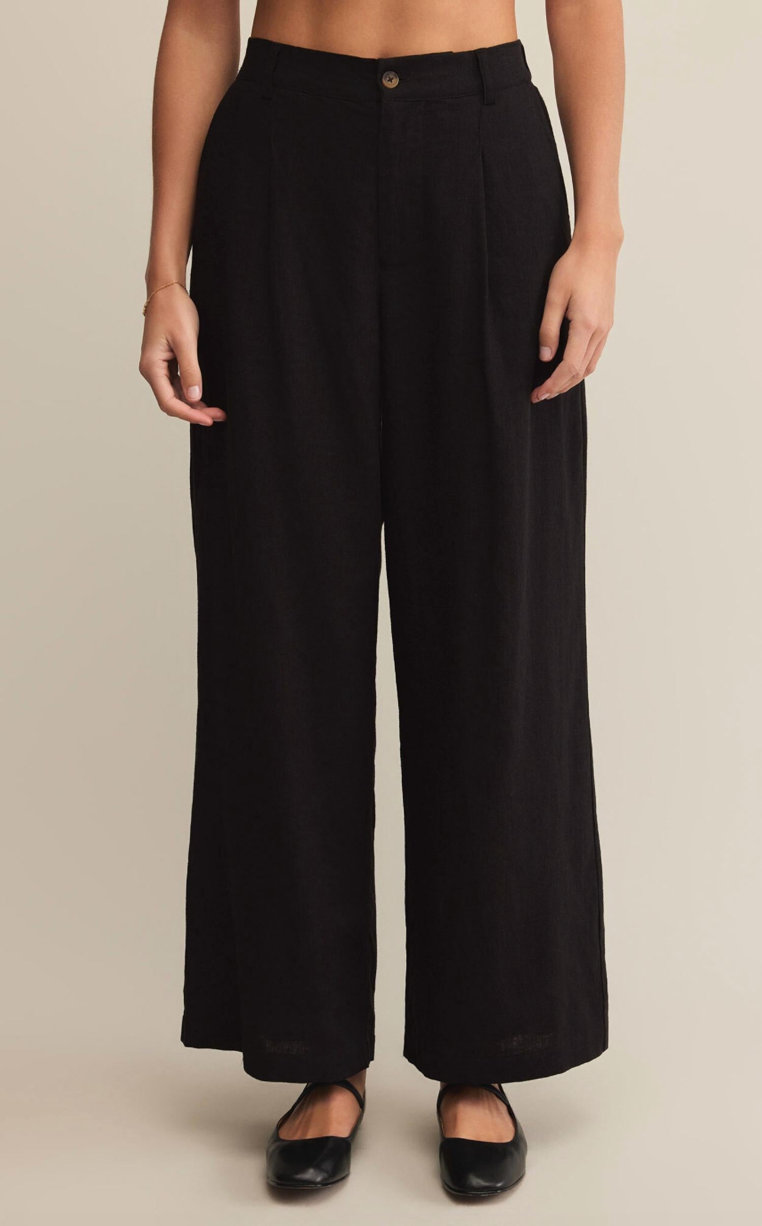 Z Supply Topanga Linen Pants in black - women's pants