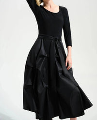 Joseph Ribkoff - Pleated Taffeta Midi Fit And Flare Dress