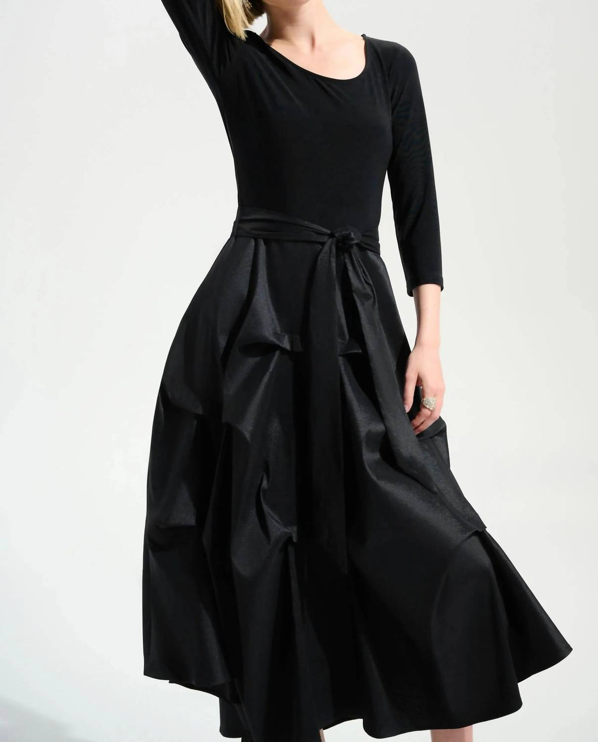 Joseph Ribkoff - Pleated Taffeta Midi Fit And Flare Dress