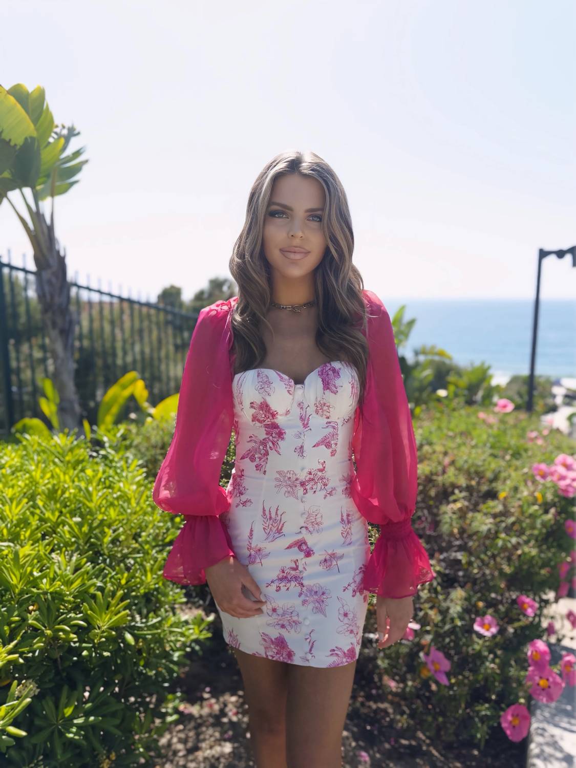 Wholesale Fashion Trends - Valentina Long Sleeve Puff Sleeve Floral Mini Dress