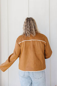 Polagram Meg Suede Jacket in camel - women's jacket - detail view