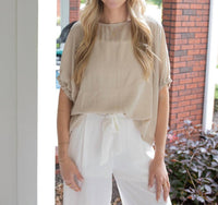 ee:some Everyday Elastic Sleeve Blouse in beige - women's blouse