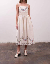 Moon River - Eyelet Embroidery Detail Midi Dress