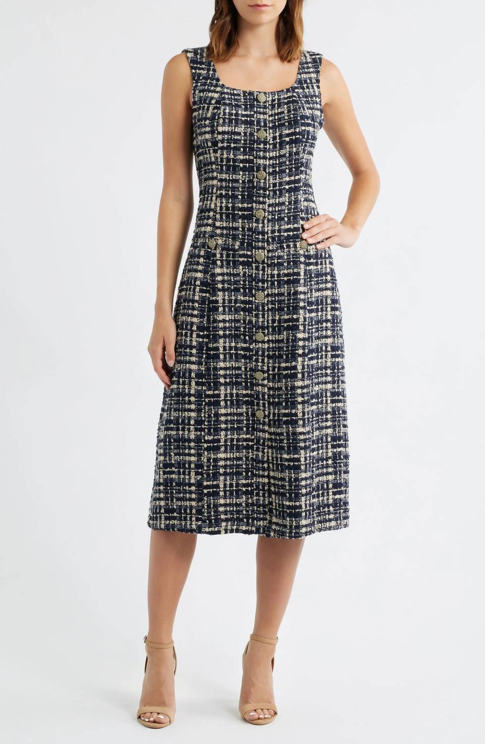 Zoe And Claire - Tweed Fit & Flare Midi Dress