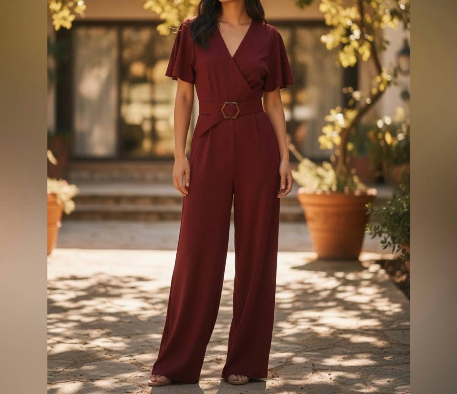 VINCE CAMUTO Elegant Jumpsuit in burgundy - women's pants