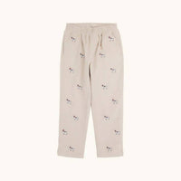 The Beaufort Bonnet Company Critter Sheffield Corduroy Pants With Stork & Santa Dog Embroidery in osprey oatmeal richmond - kids' item - detail view