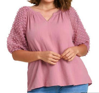 Umgee - Floral Applique Detail Blouse