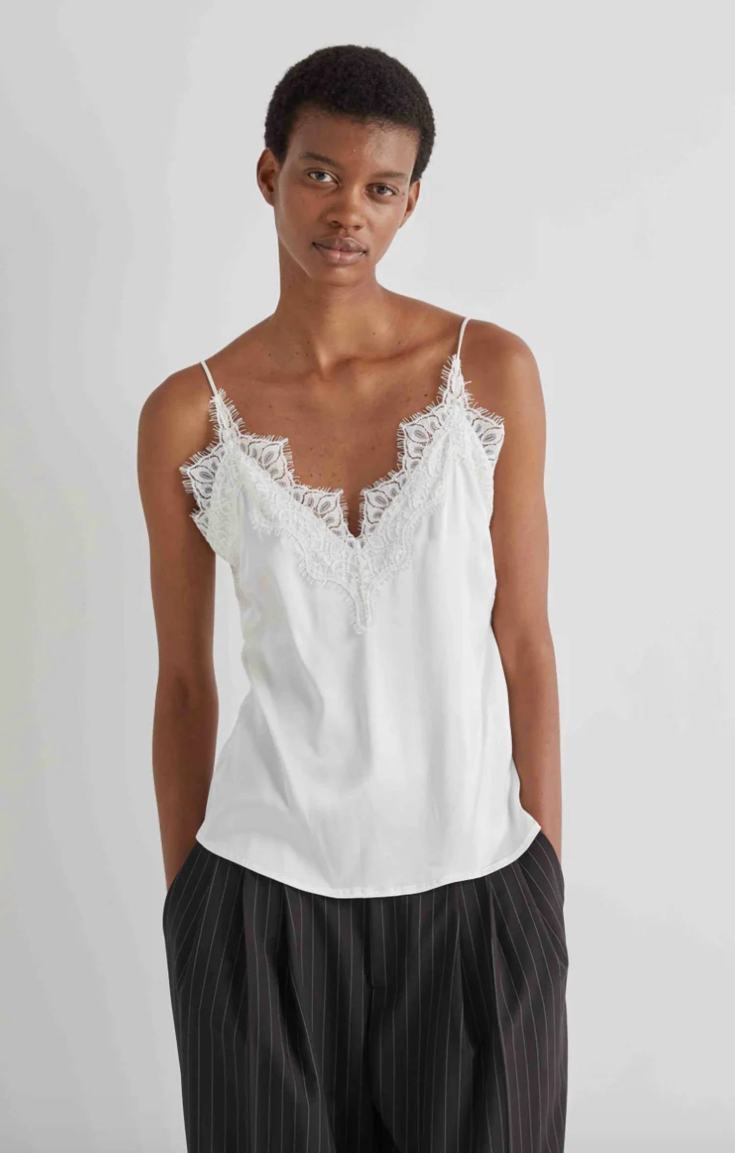 Meimeij - Satin Lace Tank Top