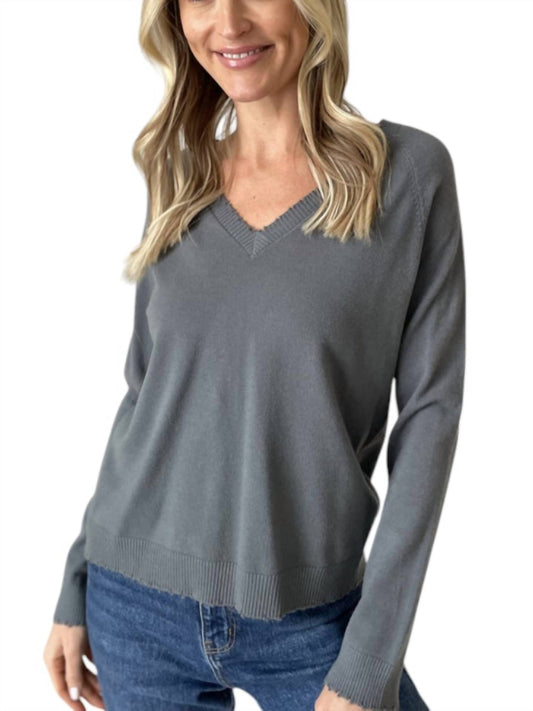 Six/Fifty - Andrea Distressed V-Neck Top