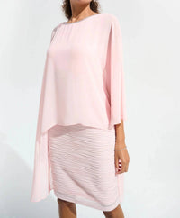 Joseph Ribkoff - Chiffon Poncho Overlay Sheath Dress