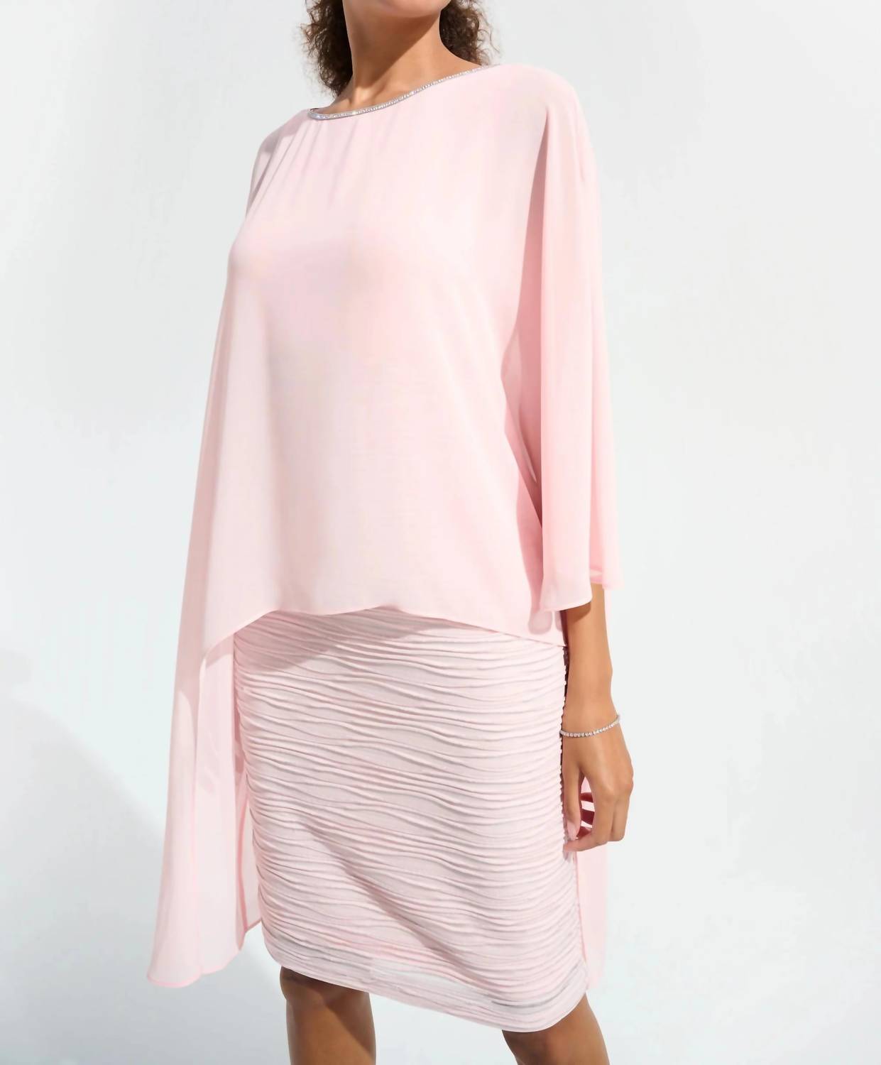 Joseph Ribkoff - Chiffon Poncho Overlay Sheath Dress