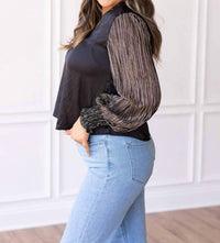 Southern Grace - Glamour Gaze Top With Shimmer Sleeves