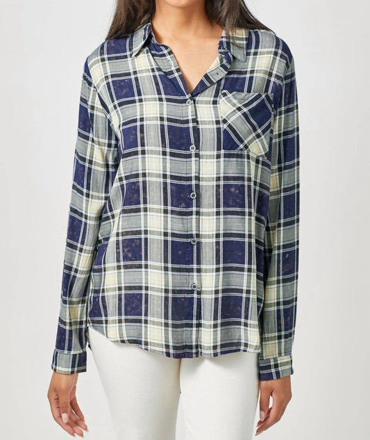 Washed Plaid Button Down Shirt