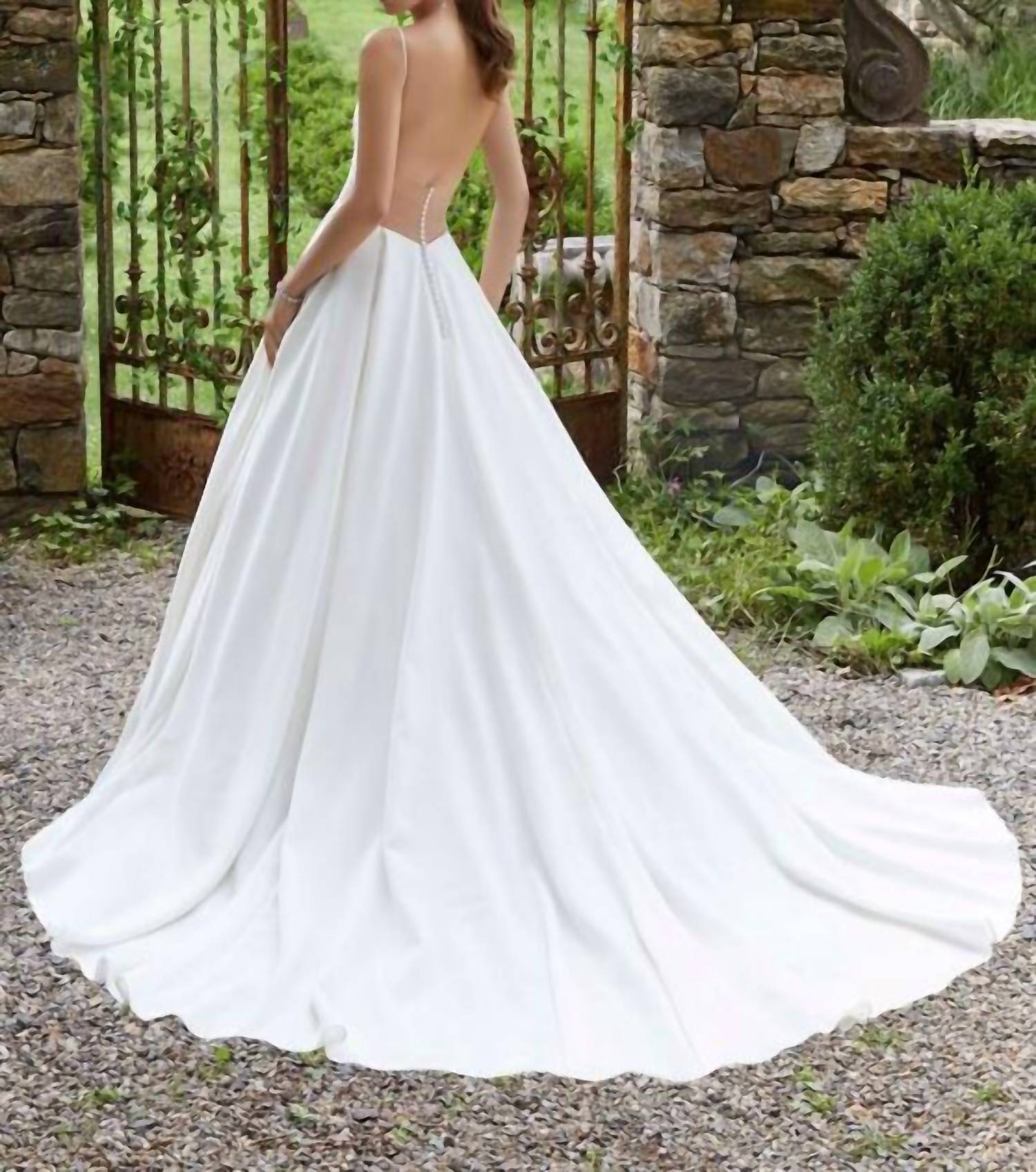 MORILEE Pacifica Peau De Soie Wedding Gown in ivory - women's dress - detail view