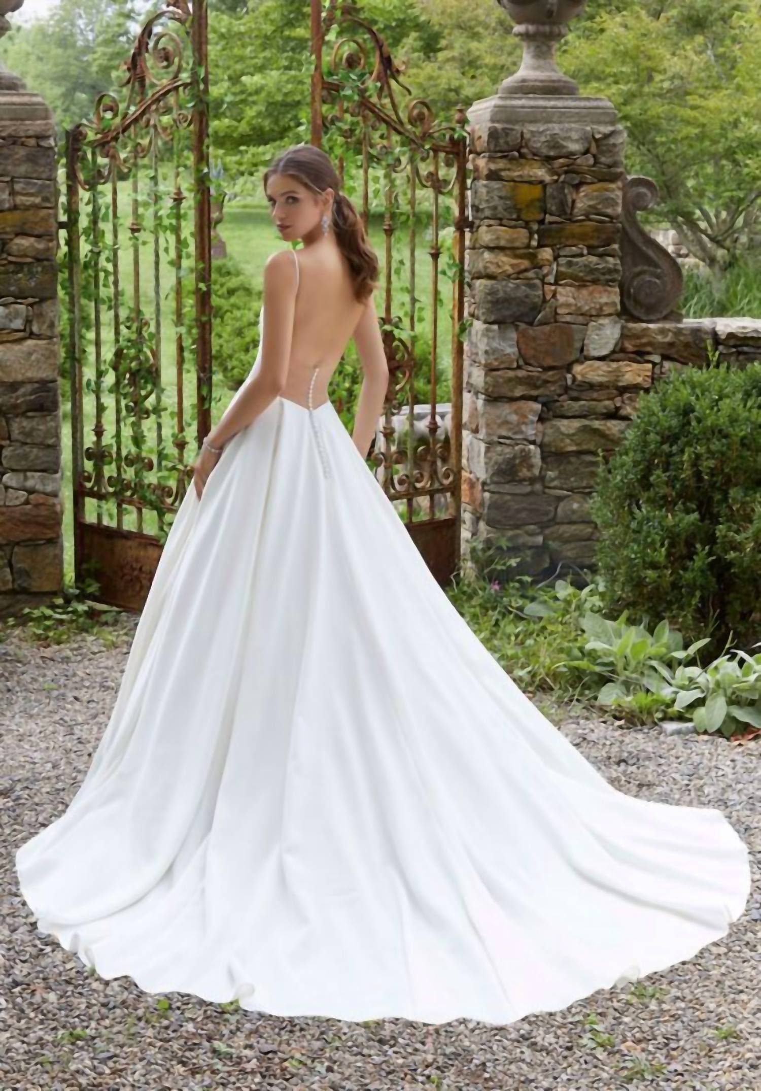 MORILEE Pacifica Peau De Soie Wedding Gown in ivory - women's dress - alternate view