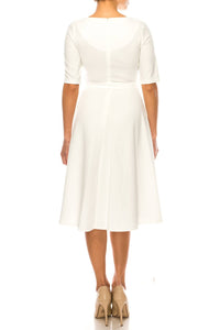 Maison Tara - Asymmetrical Neckline A-line Dress