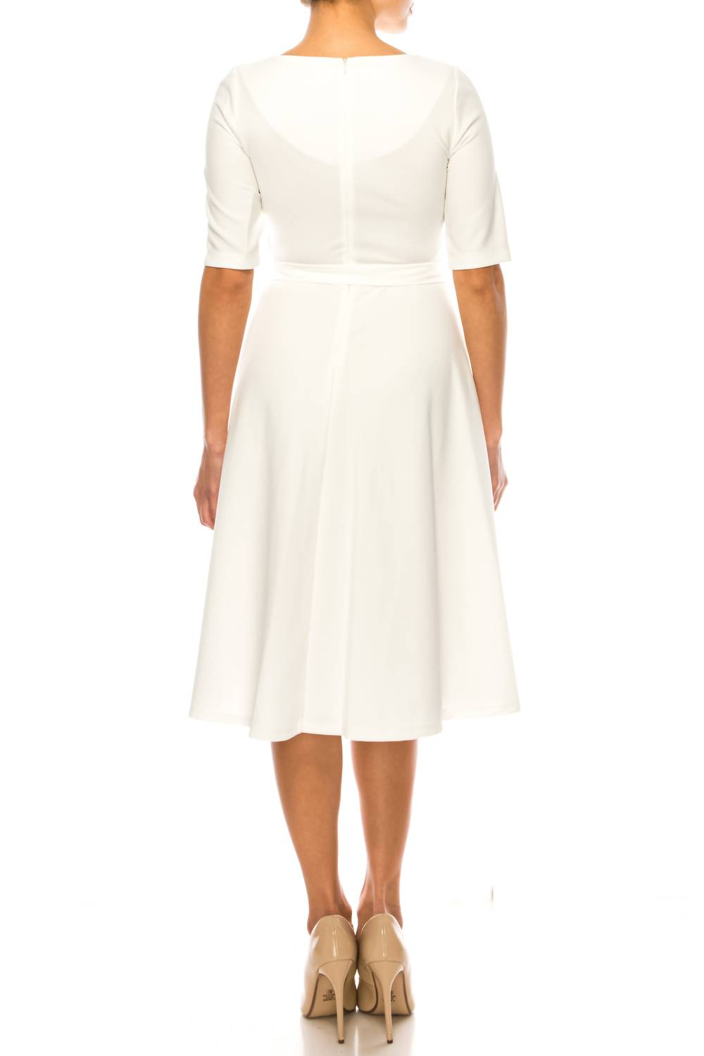Maison Tara - Asymmetrical Neckline A-line Dress