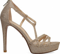 PELLE MODA Women's Oneda X Platform Rear Zip Platform Sandals in gold - women's sandal - view 5