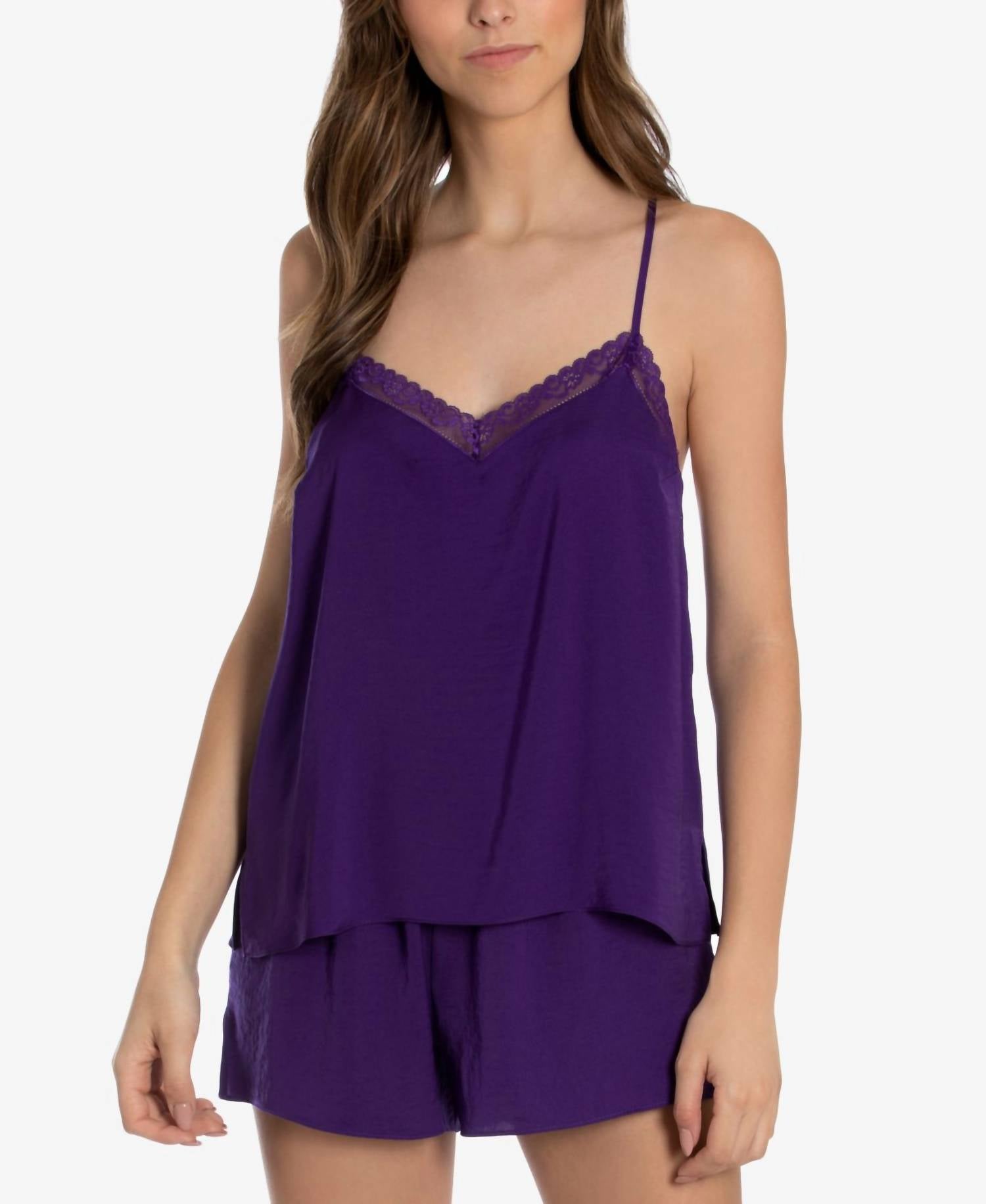 Linea Donatella - Linea Donatella Womens 2-Piece Lace Trim Cami & Shorts Set