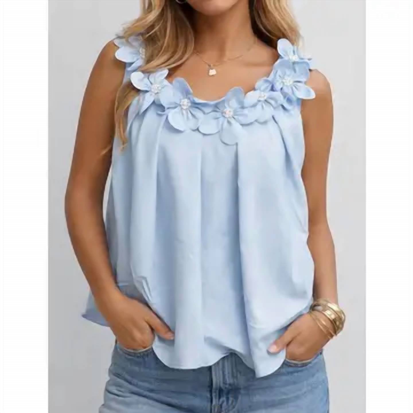 Sweetkama - Ladies 3d Flower Tank Top