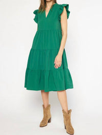 Entro - Ruffled Pocket Tiered Midi Dress