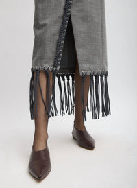 Tibi Techy Bonded Wool Crochet Trim Skirt in grey 1 - women's skirt - view 4