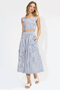 Adelyn Rae - Everly Striped 3d Floral Detail Midi Skirt