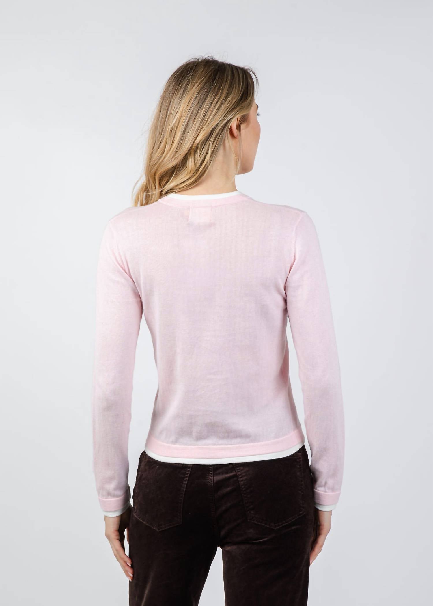 Brodie Cashmere - Double Contrast Trim Crew Sweater