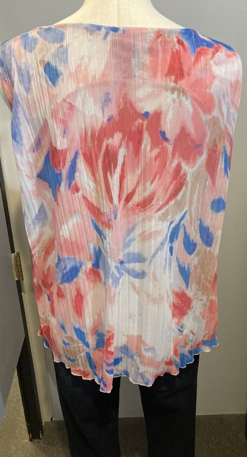 FDJ Women's Pleated Mesh Top in multi - women's tank top - detail view