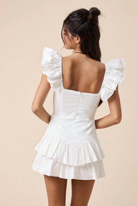 Sky to Moon Wing Strap Layered Mini Dress in white - women's dress - alternate view