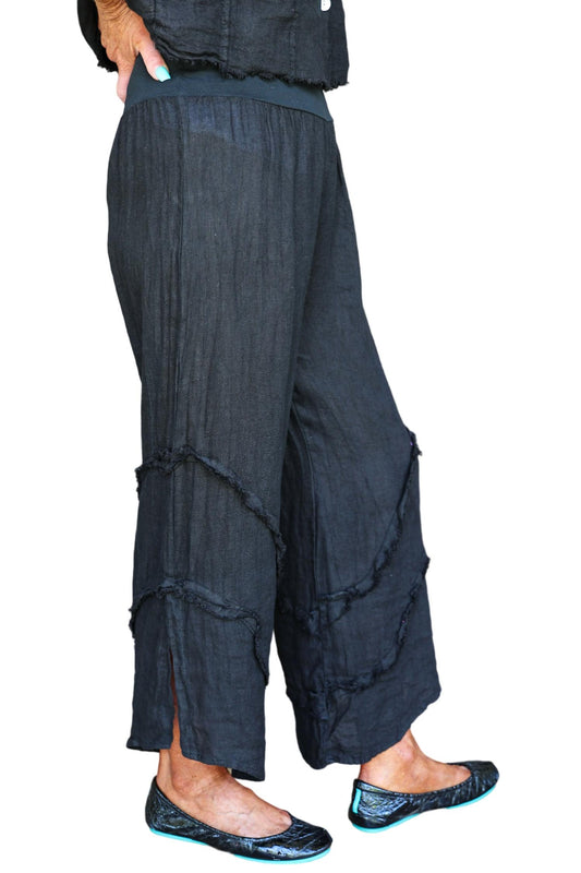 Look Mode Usa - Ruffle Delight Linen Pants