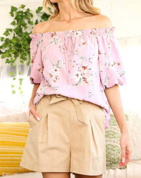 Vine & Love - Blossom Bell Sleeve Off-shoulder Blouse