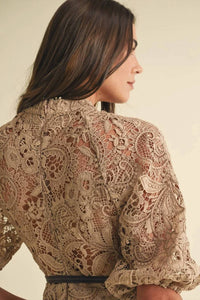Eb Luxe - Crochet Lace Victorian Style Mini Dress