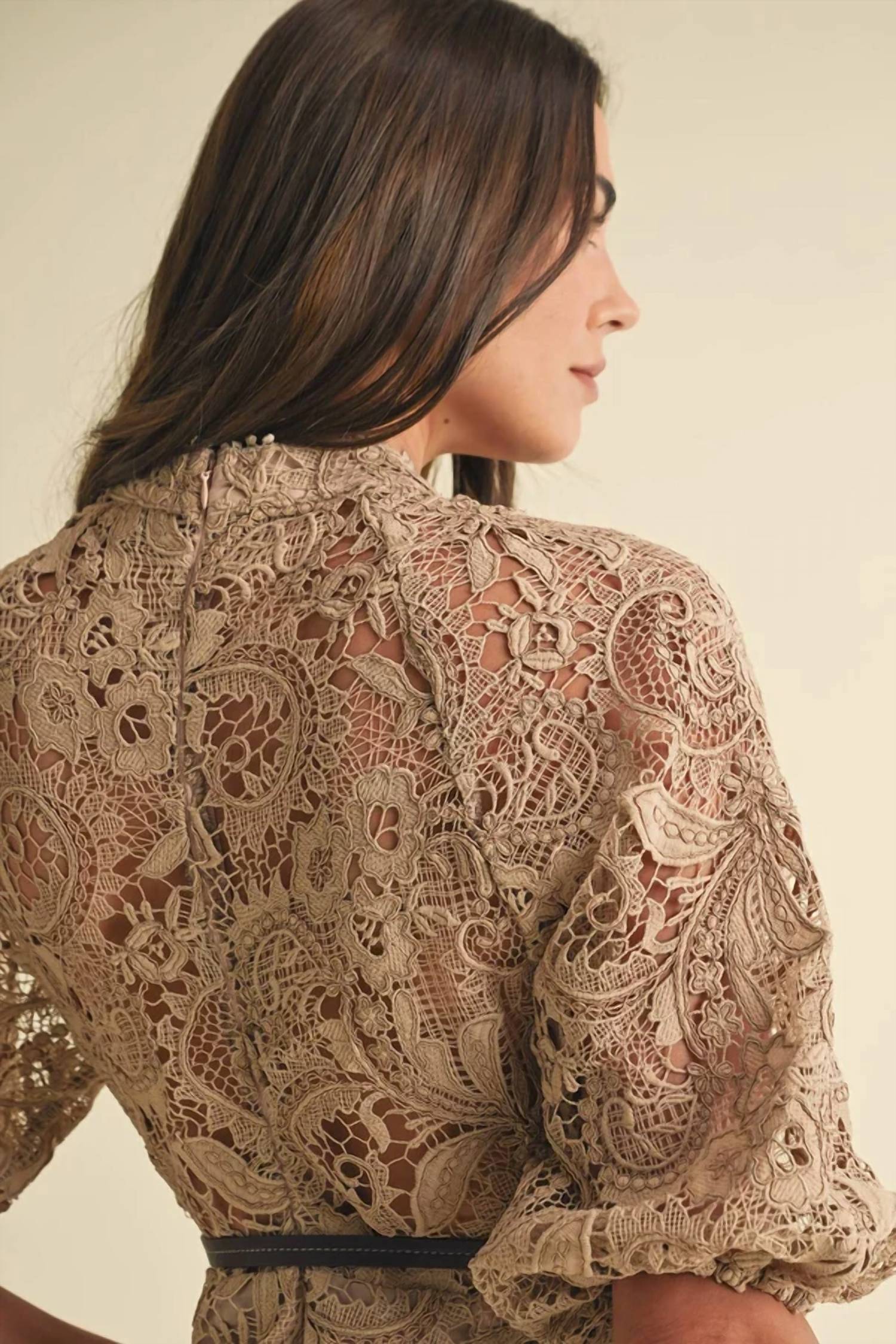 Eb Luxe - Crochet Lace Victorian Style Mini Dress
