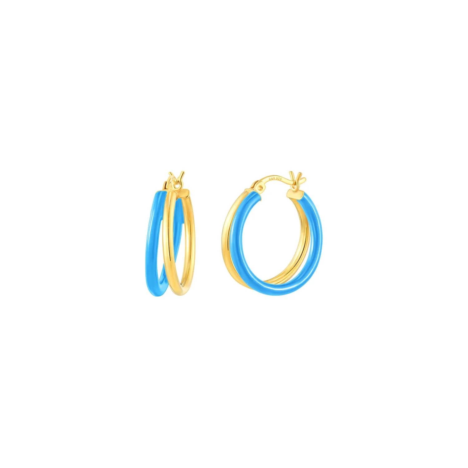 Gold & Honey - Women's Enamel Double Hoop Earrings
