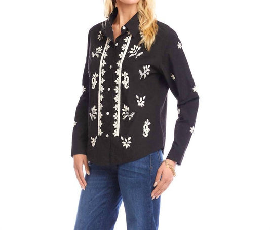 Karen Kane - Long Sleeve Embroidered Shirt