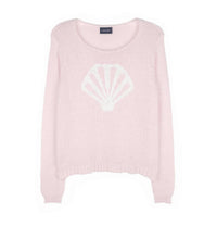 Wooden Ships Seashell Long Sleep Crew Top in caprice pink breaker white - women's long sleeve top - view 4