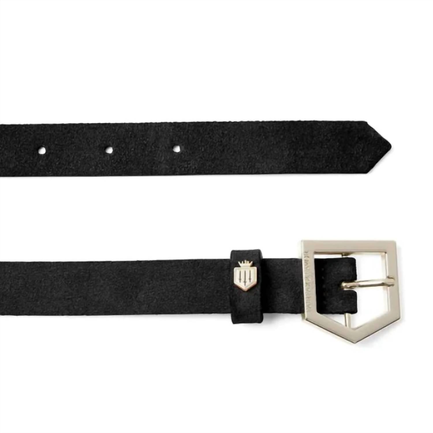 Fairfax & Favor Women's Sennowe Belt in black suede - women's accessory - detail view