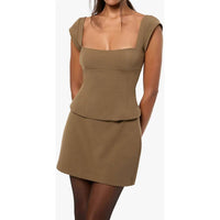 WE WORE WHAT Cap Sleeve Corset Top in pattern - women's t-shirt