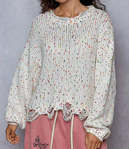 Pol - Round Neck Fringed Hem Sweater