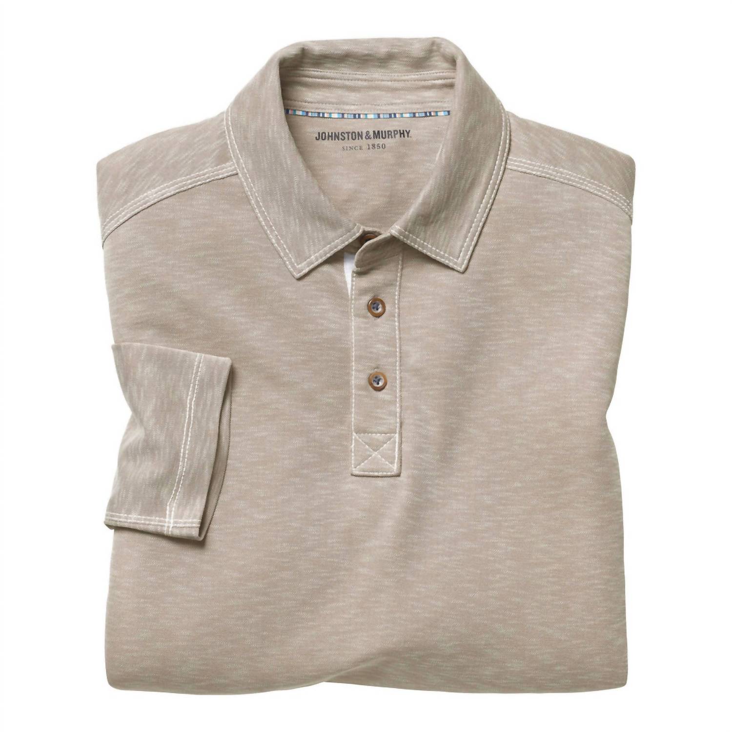 Johnston & Murphy - Men's Vintage Slub Long Sleeve Polo