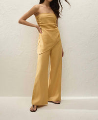 FAITHFULL THE BRAND Nera Strapless Top in marigold - women's blouse - detail view