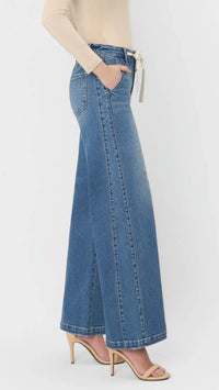 Lovervet - High Rise Waist Tie Twist Wide Leg Jeans