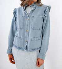 Fate - Ruffle-trim Denim Jacket