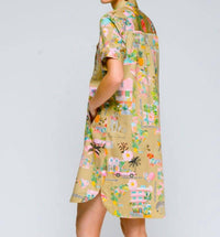 Vilagallo - Eliana California Fun Print Short Sleeve Shirt Dress