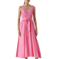 CLOSED Women's V Neck Dart Dress in pink lillies - women's dress