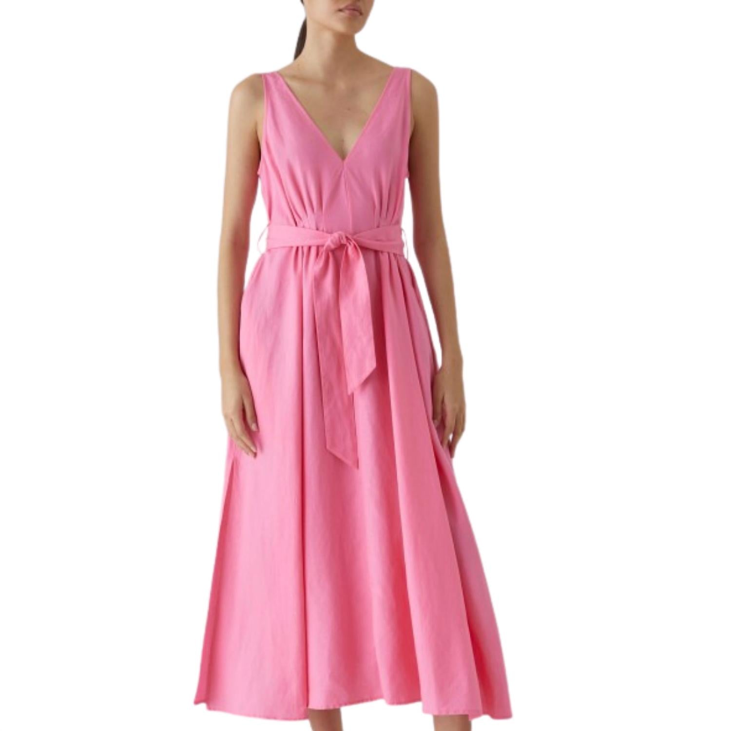 CLOSED Women's V Neck Dart Dress in pink lillies - women's dress