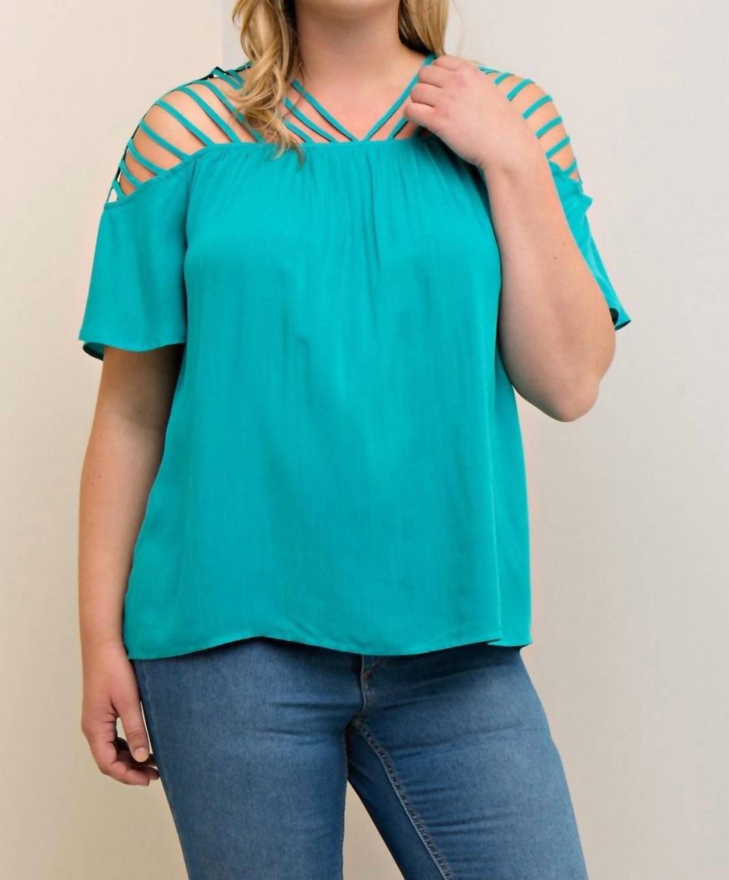 Entro - Strappy Short Sleeve Top - Plus